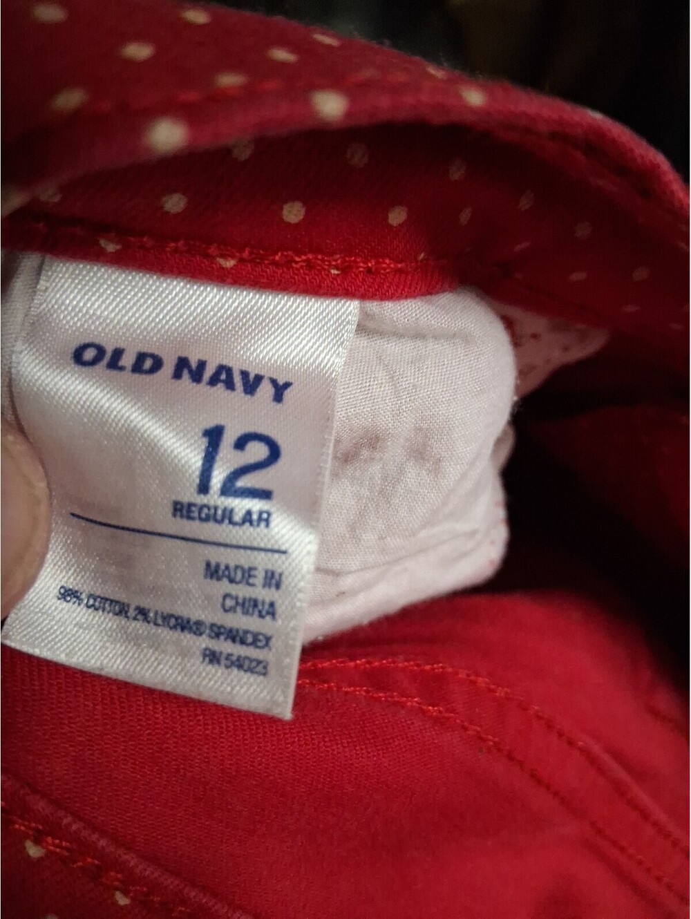 Old Navy Red Rockstar Denim Jeans Polka Dot Women’s Size 12 w/ Lycra Spandex G2